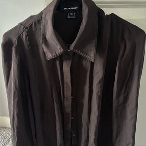 Ellen Tracy Dark Brown Collared Shirt